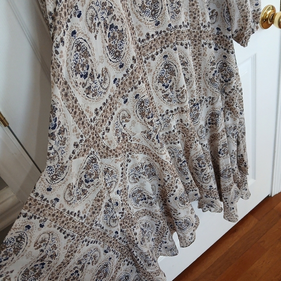 Dress Forum Women’s Boho sheer Paisley Dress Size M festival ruffle - Picture 5 of 7